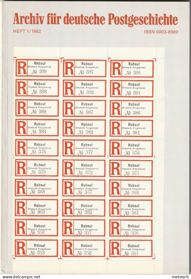 Archiv Für Deutsche Postgeschichte, Heft 1/1982 ,128 Seiten, Mit Beilage Karte "Versuch Einer Übersicht Der Packetboot- - Philatelie Und Postgeschichte
