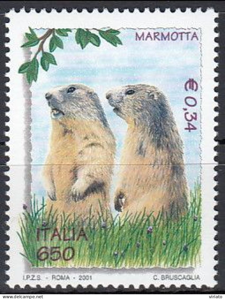 Italia 2001 (MNH) (Mi 2757) - Groundhog (Marmota Monax) - Rodents