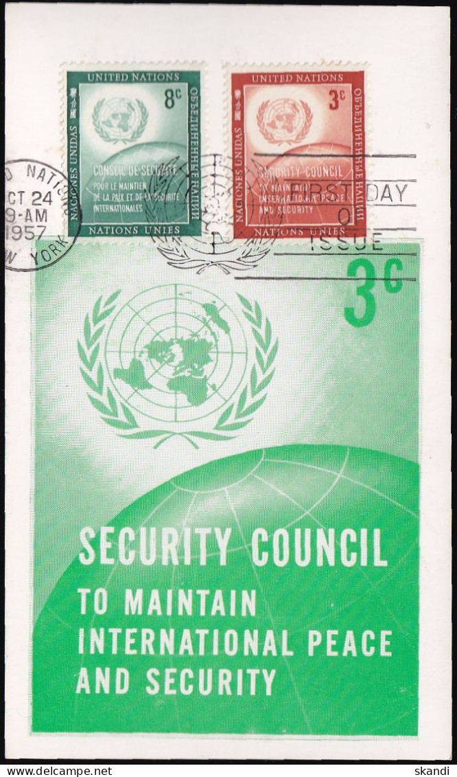 UNO NEW YORK 1957 Mi-Nr. 62/63 Maximumkarte MK/MC - Cartoline Maximum