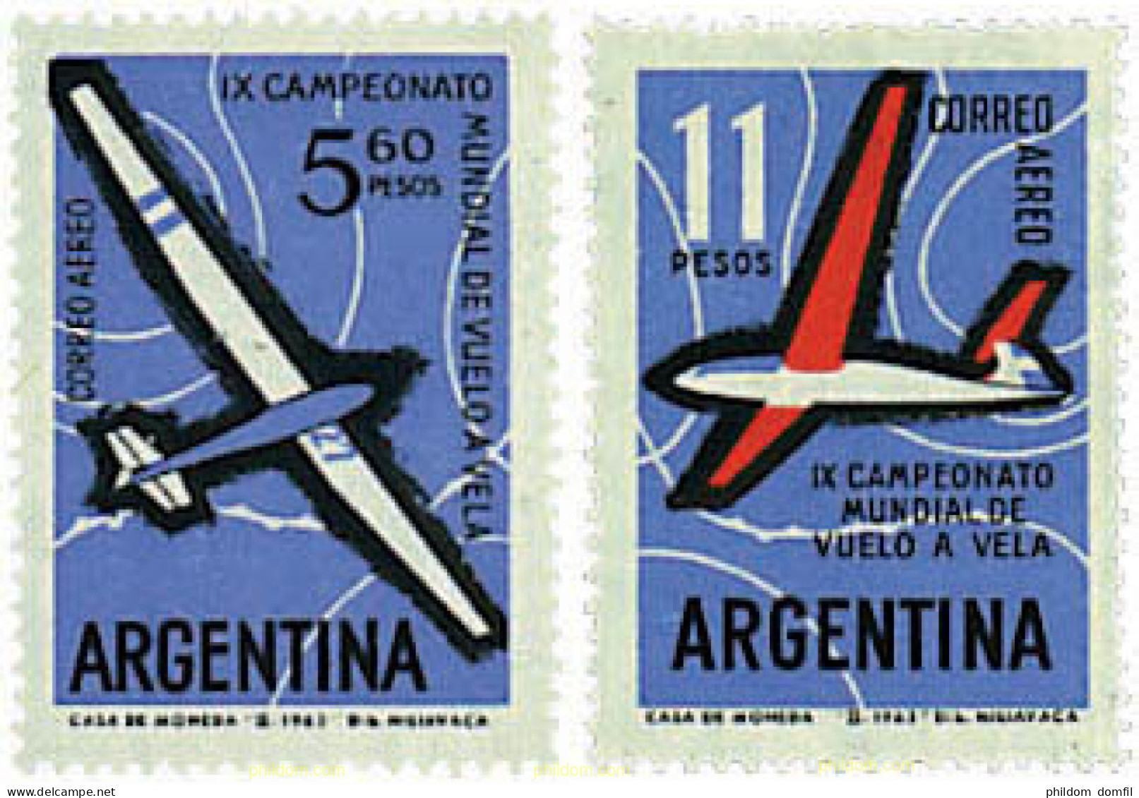 690423 HINGED ARGENTINA 1963 9 CAMPEONATO DEL MUNDO DE VUELO A VELA - Neufs