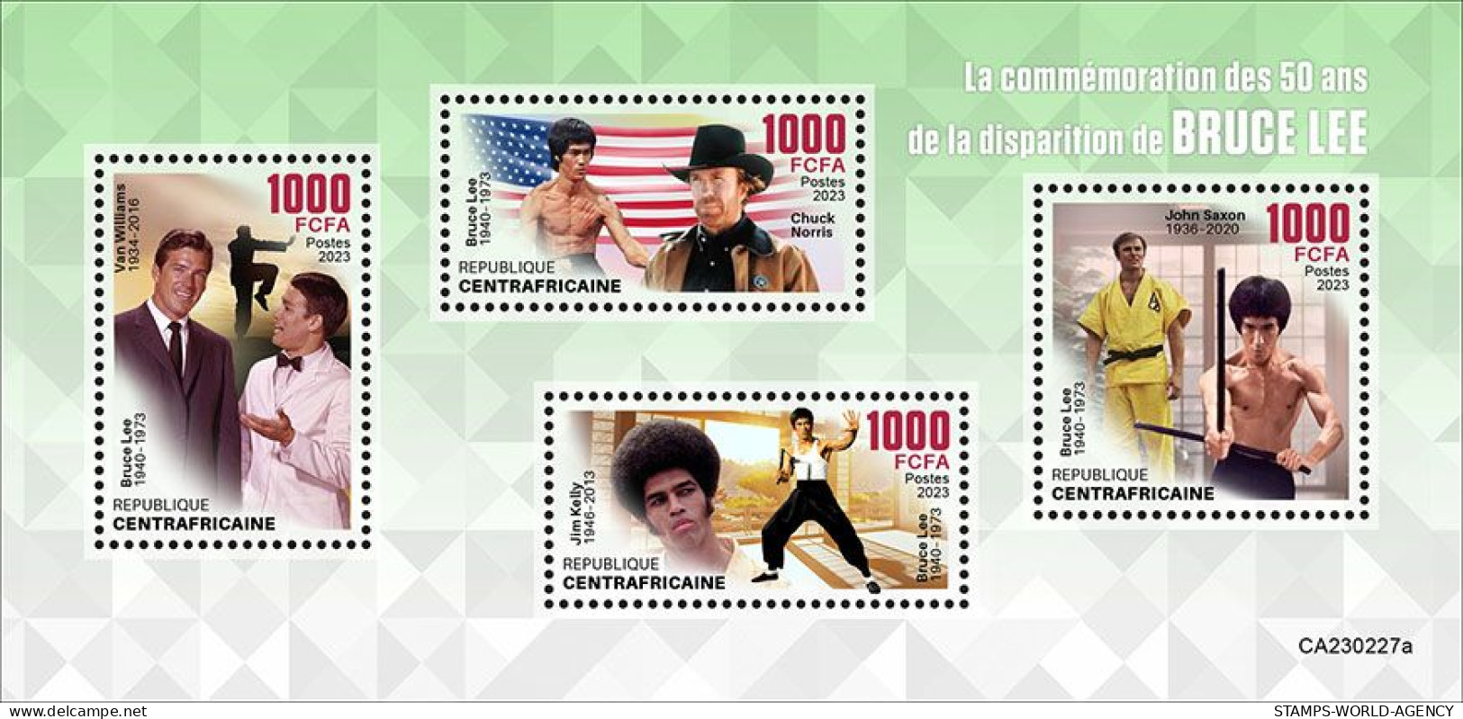 2023-02 - CENTRAL AFRICAN-  BRUCE LEE         4V  MNH** - Acteurs