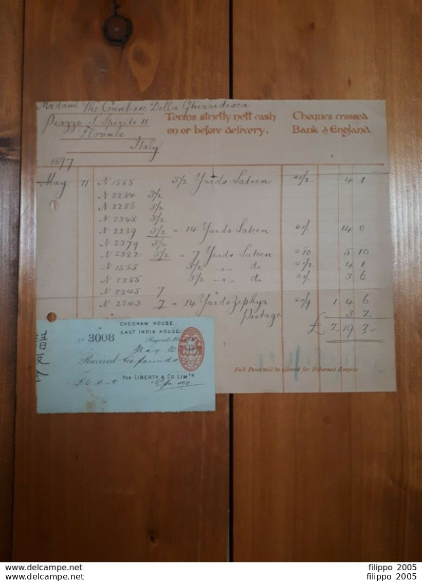 1897 ESTRATTO CONTO BANK OF ENGLAND - CHEQUES CROSSED - United Kingdom