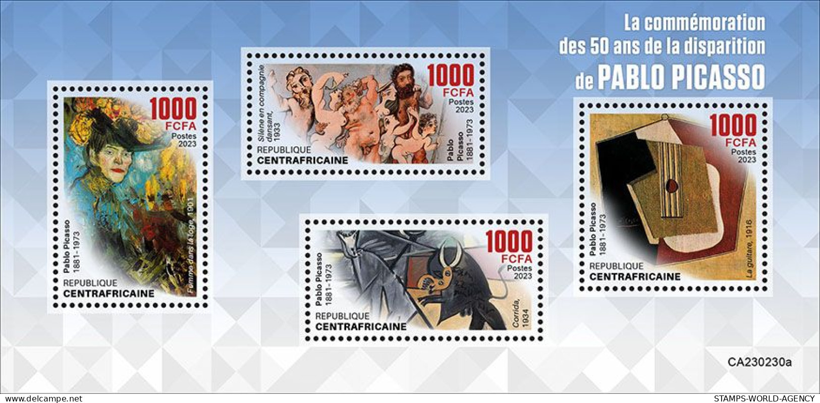 2023-02 - CENTRAL AFRICAN-  PABLO PICASSO         4V  MNH** - Picasso