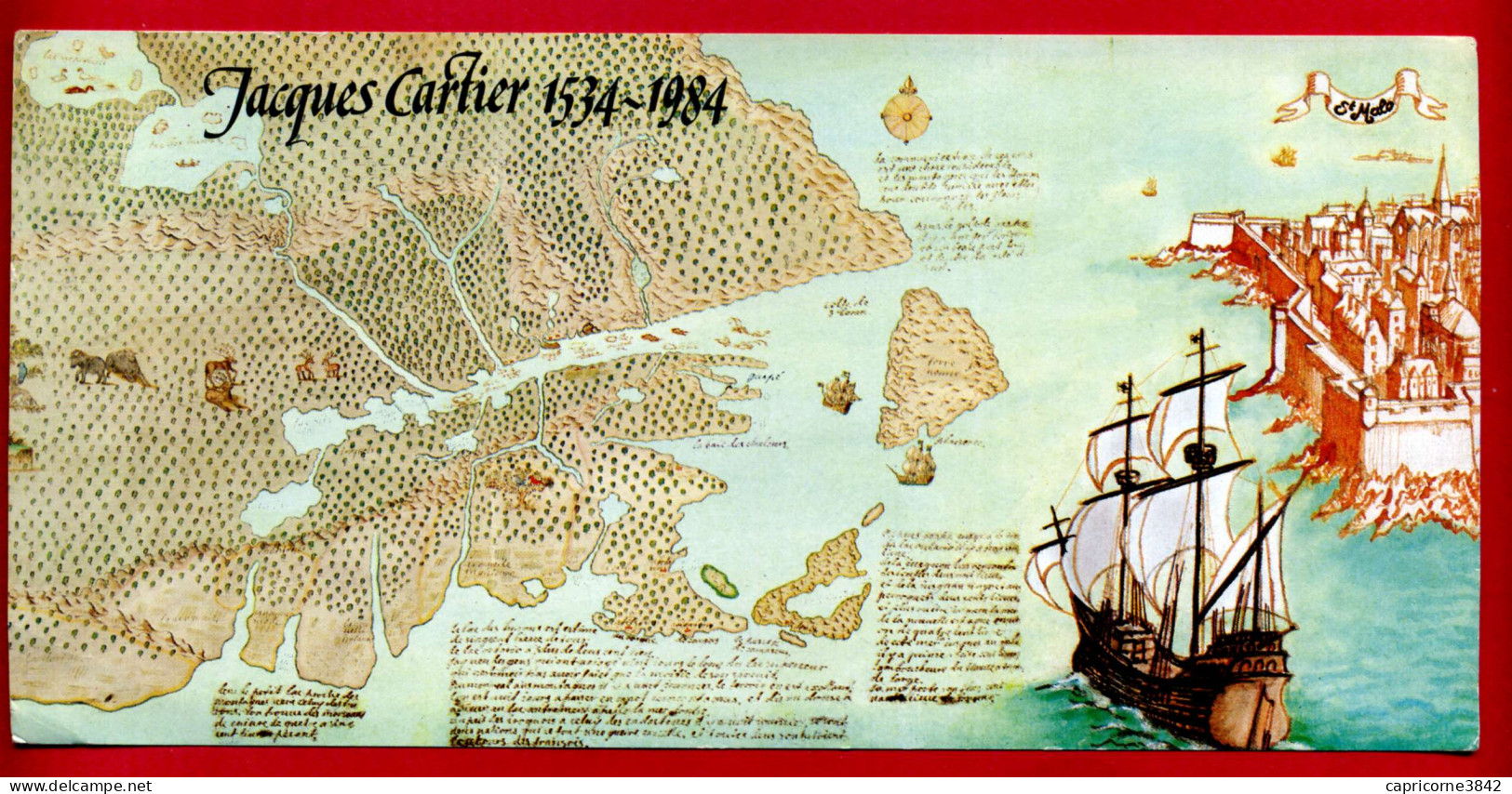 1984 - Carte Commémorative Pour 450e Anniv. Du 1er Voyage De Jacques Cartier Eu Canada - Tp Fr 2307- Canada 869 - Enveloppes Commémoratives