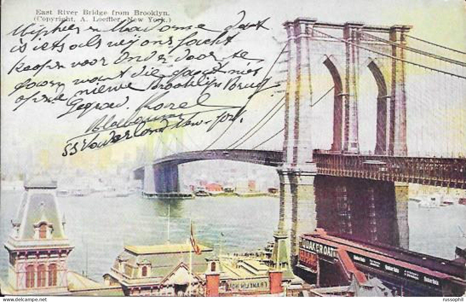 USA - EAST RIVER BRIDGE FROM BROOKLYN - ED. KOEHLER - 1907 - Bridges & Tunnels