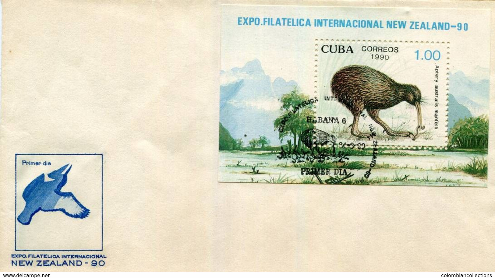 Lote CU1990-4F, Cuba, 1990, 3 SPD-FDC, Expo Filatelica Internacional New Zealand, Bird - FDC