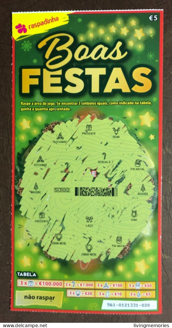 116 G, Lottery Tickets, Portugal, « Raspadinha », « Instant Lottery », « Boas FESTAS », Nº 561 - Billetes De Lotería