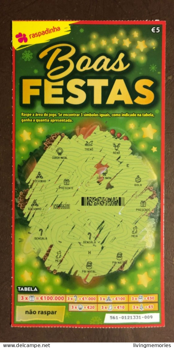 116 G, Lottery Tickets, Portugal, « Raspadinha », « Instant Lottery », « Boas FESTAS », Nº 561 - Billetes De Lotería