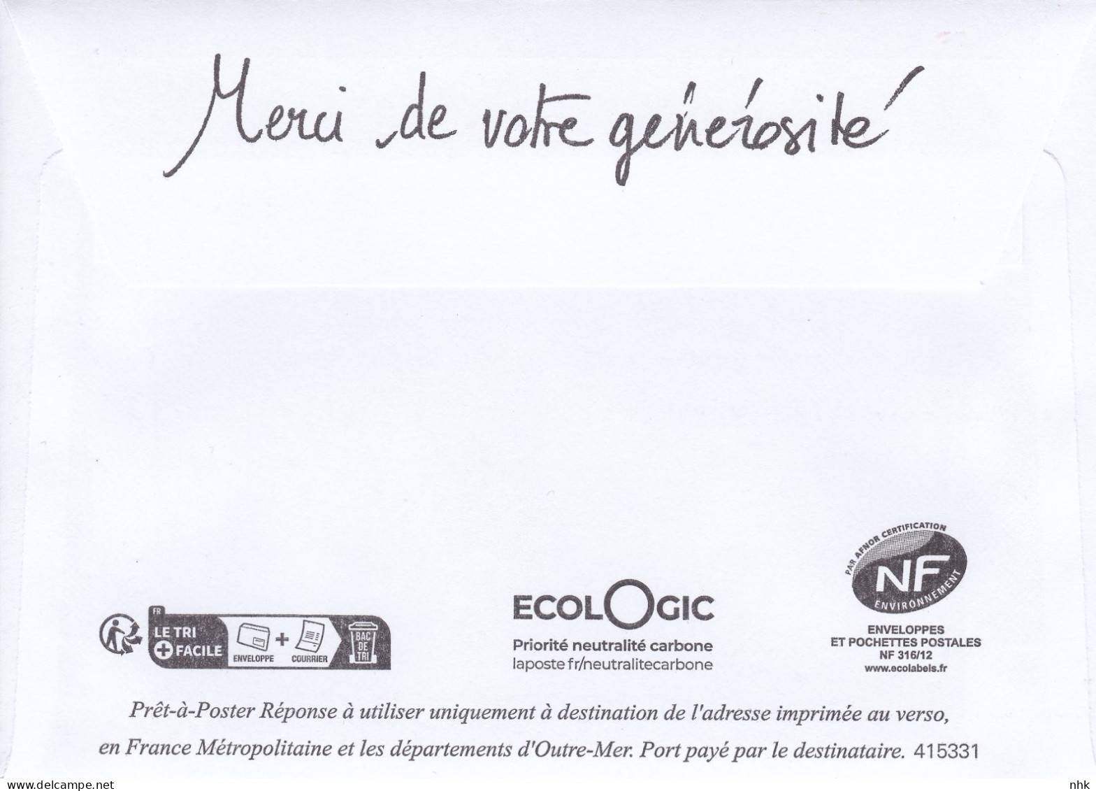 Entiers Postaux : Enveloppe Réponse Type L'Engagée PERF Chiens Guides D'aveugles 415331 ** - PAP : Antwoord /Marianne L'Engagée