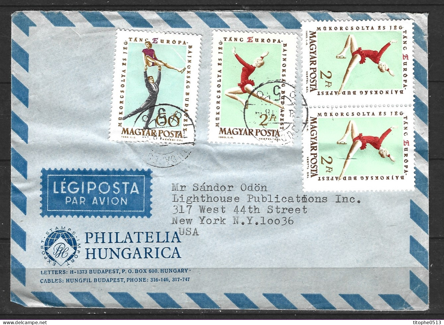 HONGRIE. Timbres De 1963 Sur Enveloppe Ayant Circulé. Patinage Artistique. - Eiskunstlauf