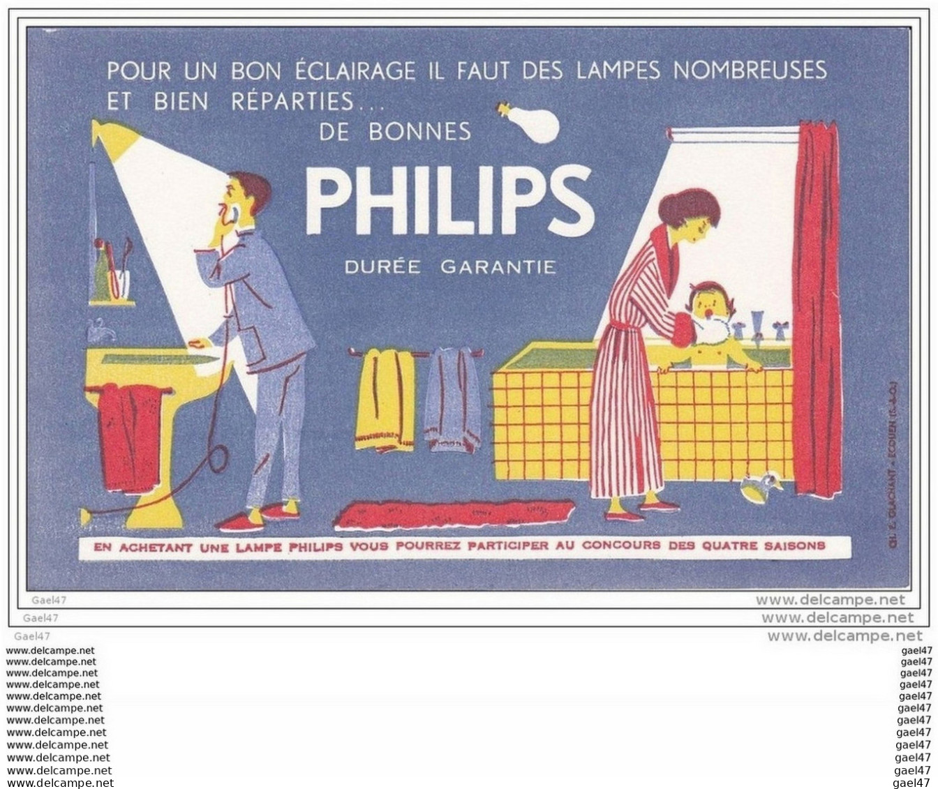 BUVARD  Réf-JP- Ww-O-721 (  Avec PUB  )  Un Bon Eclairage     PHILIPS - Elektriciteit En Gas