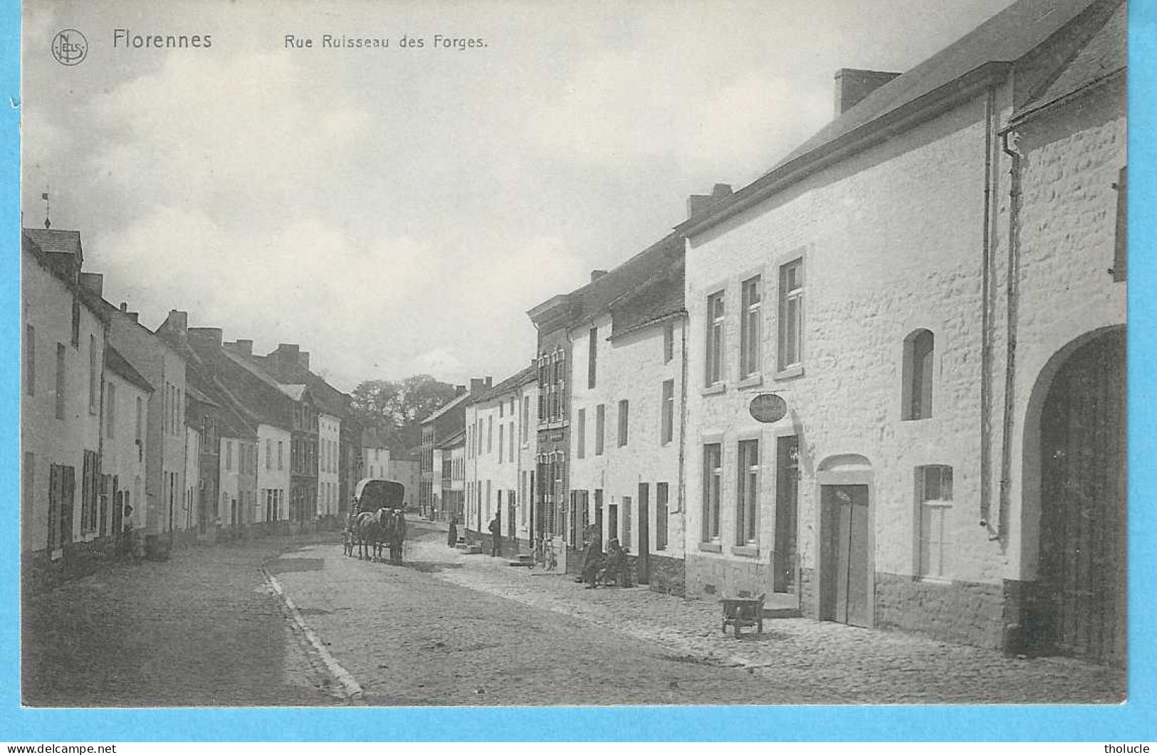 Florennes-+/-1910-Rue Ruisseau Des Forges-Attelage-Malle Poste ?-Café Sur La Droite-Brouette -Edit.Nels-->E.Rampont-rare - Florennes