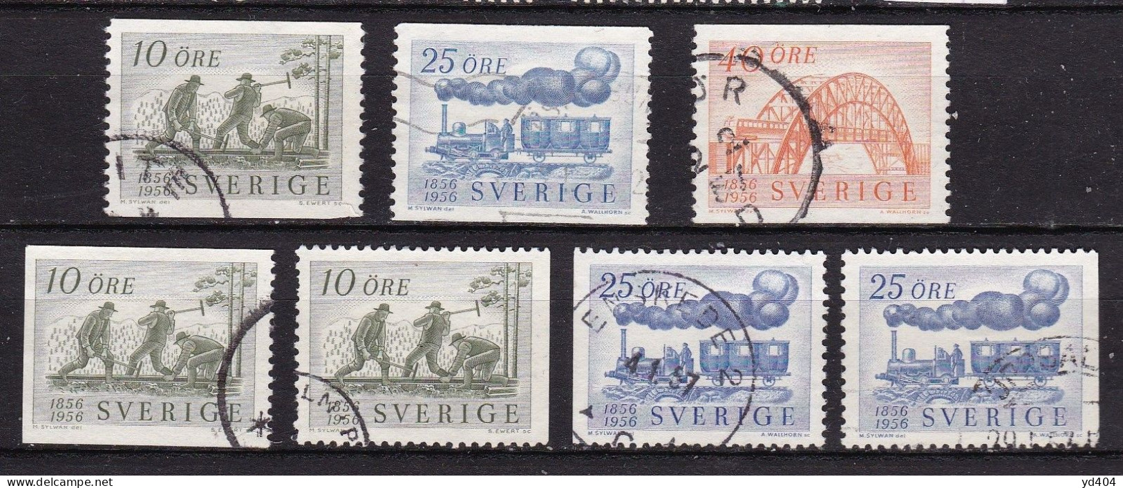 SE168 – SUEDE – SWEDEN – 1956 – RAILWAY CENTENARY – Y&T 411/13 USED 6,50 € - Oblitérés