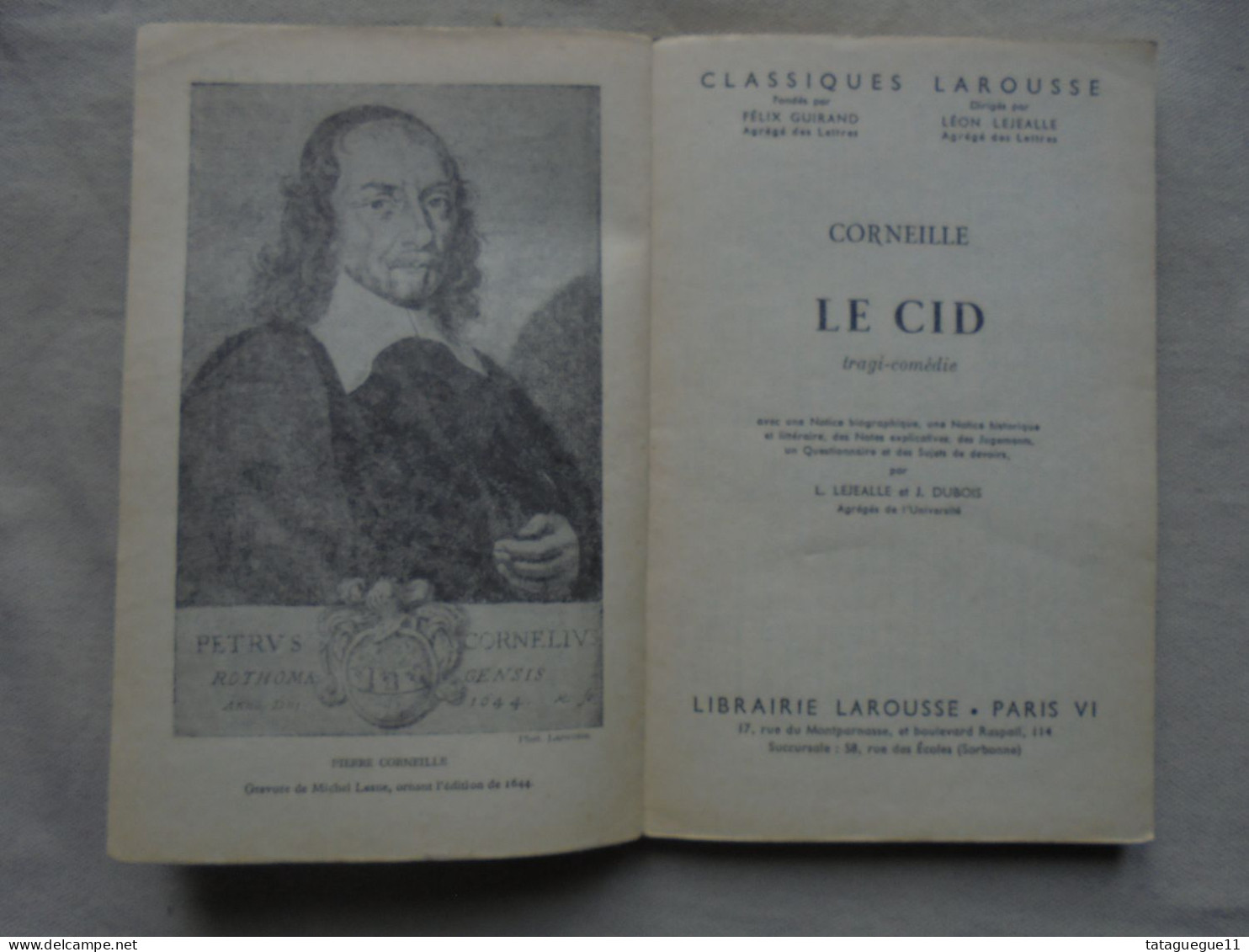 Ancien - Livret Classiques Larousse Corneille Le Cid Tragi-comédie 1959 - French Authors