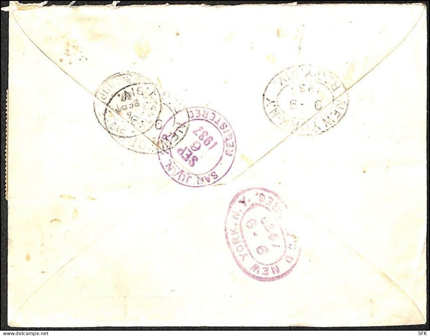 1937 Attractive Registered Four-color Airmail From Guadalupe To New York - Poste Aérienne