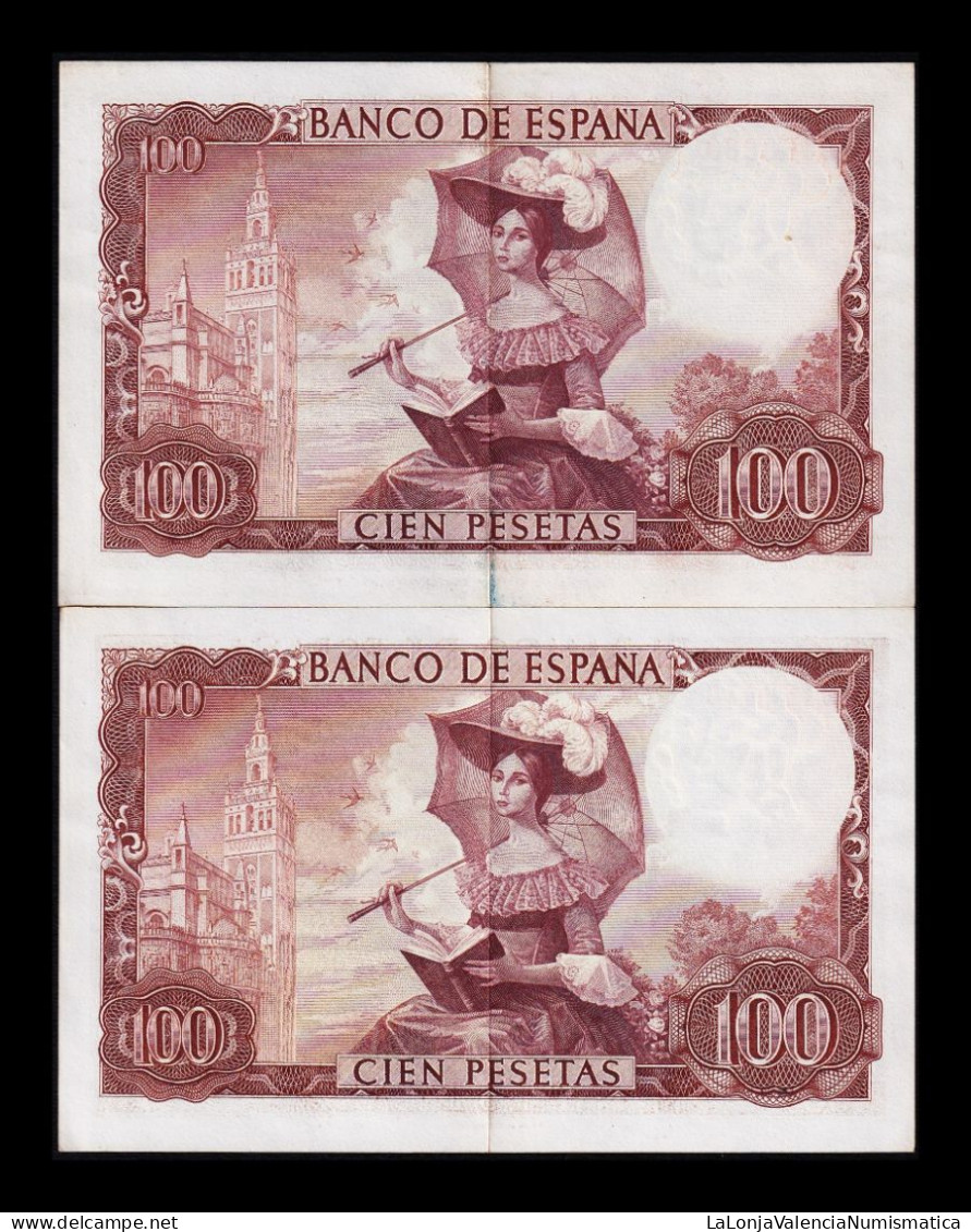 España Spain Pareja Correlativa 100 Pesetas Becquer 1965 Pick 150 Serie J Ebc Xf - 100 Pesetas