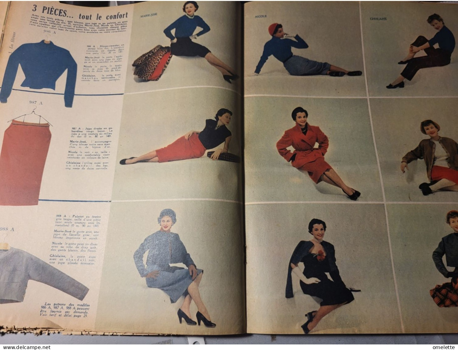 ELLE 1950 /SERGE LIFAR BALLET SEPTUOR / 3 PIECES JUPE BLOUSE PALETOT - Moda