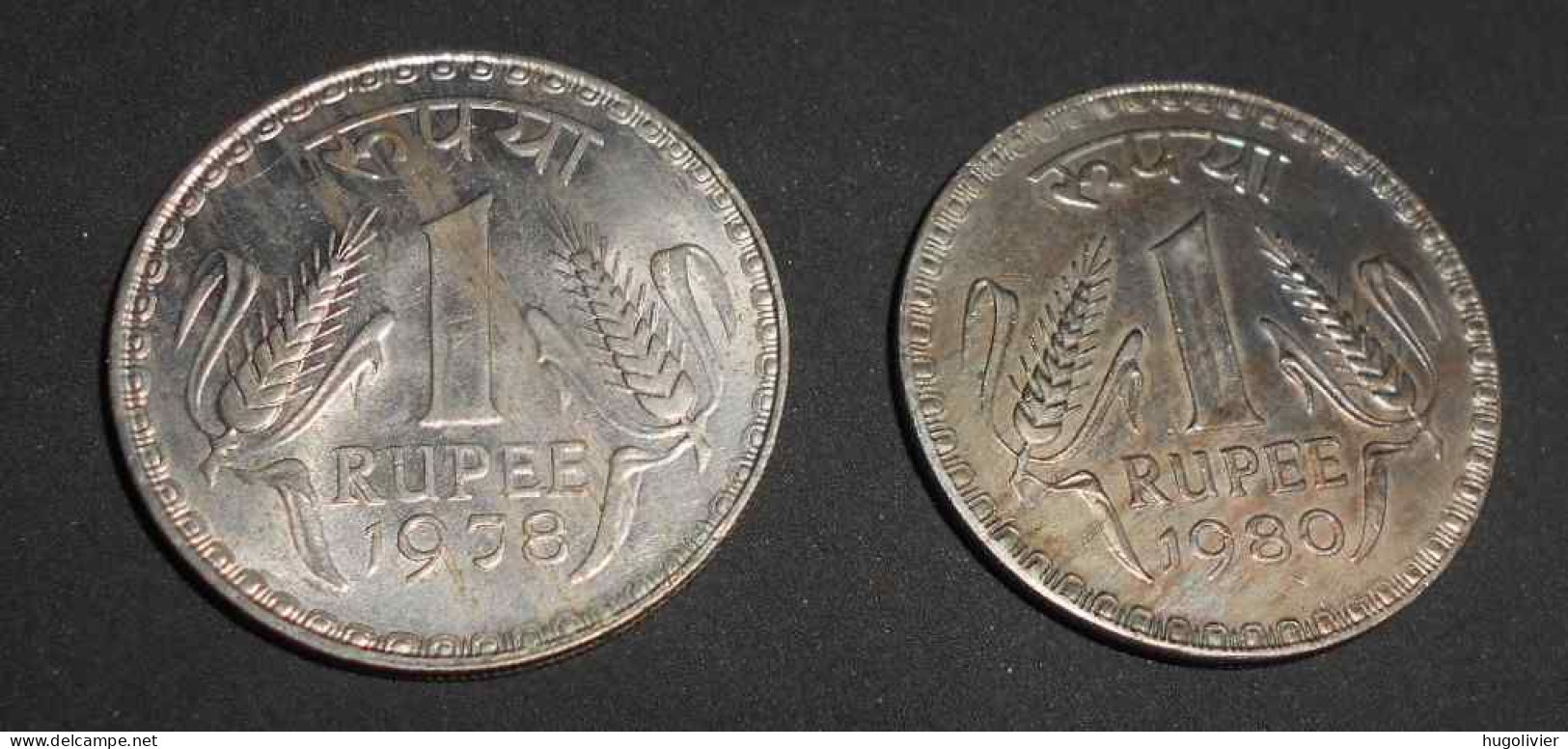 1978 1980 2x 1 Roupie Rupee Inde République - Inde