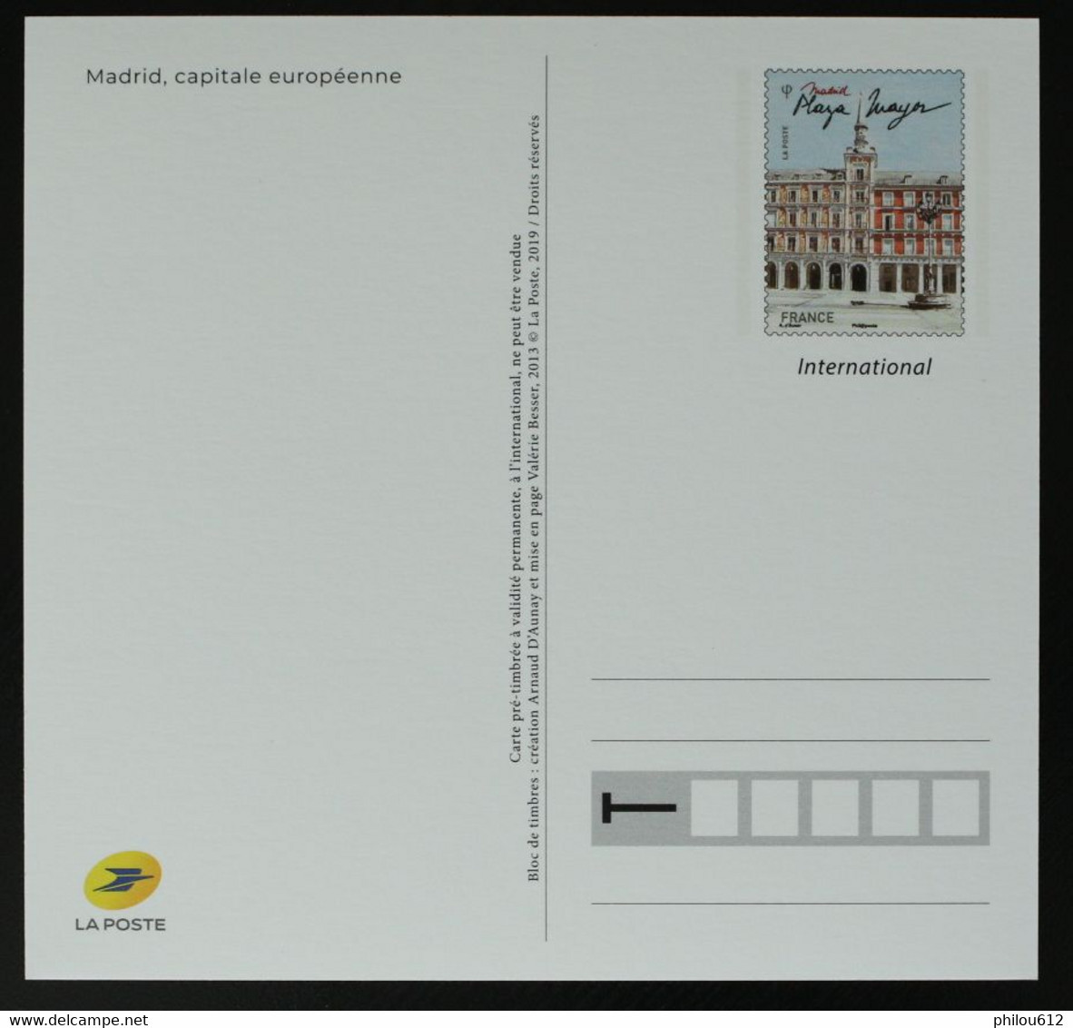 Carte Pré-timbrée "Internationnal" émise Par La Poste - Madrid - Neuve 2013 - Prêts-à-poster:Stamped On Demand & Semi-official Overprinting (1995-...)