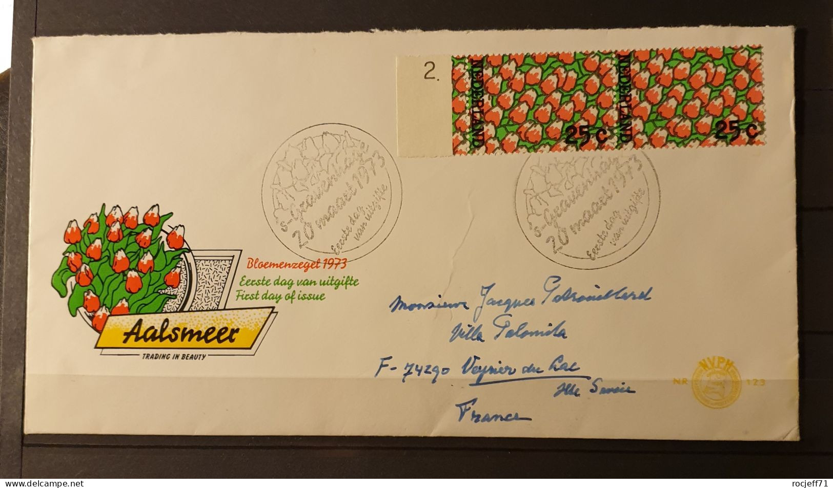 12 - 23 // Nederland - Tulipes - Fleurs  Sur Lettre à Destination De Veyrier Du Lac - France - Cartas & Documentos