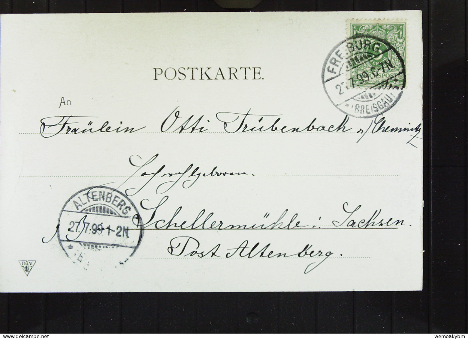 DR: AK "Gruß Aus..." Mit Rathaus Zu Freiburg I. B. Von Berthold Schwarz, Vom 27.7.1899 Mit 5 Pf Ziffer Knr: 46 - Saluti Da.../ Gruss Aus...