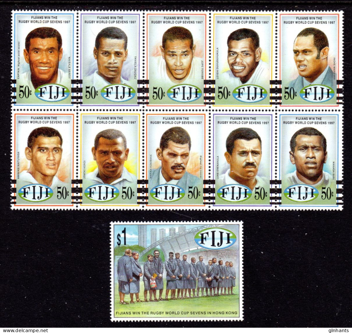 FIJI - 1997 RUGBY CLUB VICTORY SET (11V) FINE MNH ** SG 991-1001 - Fidji (1970-...)