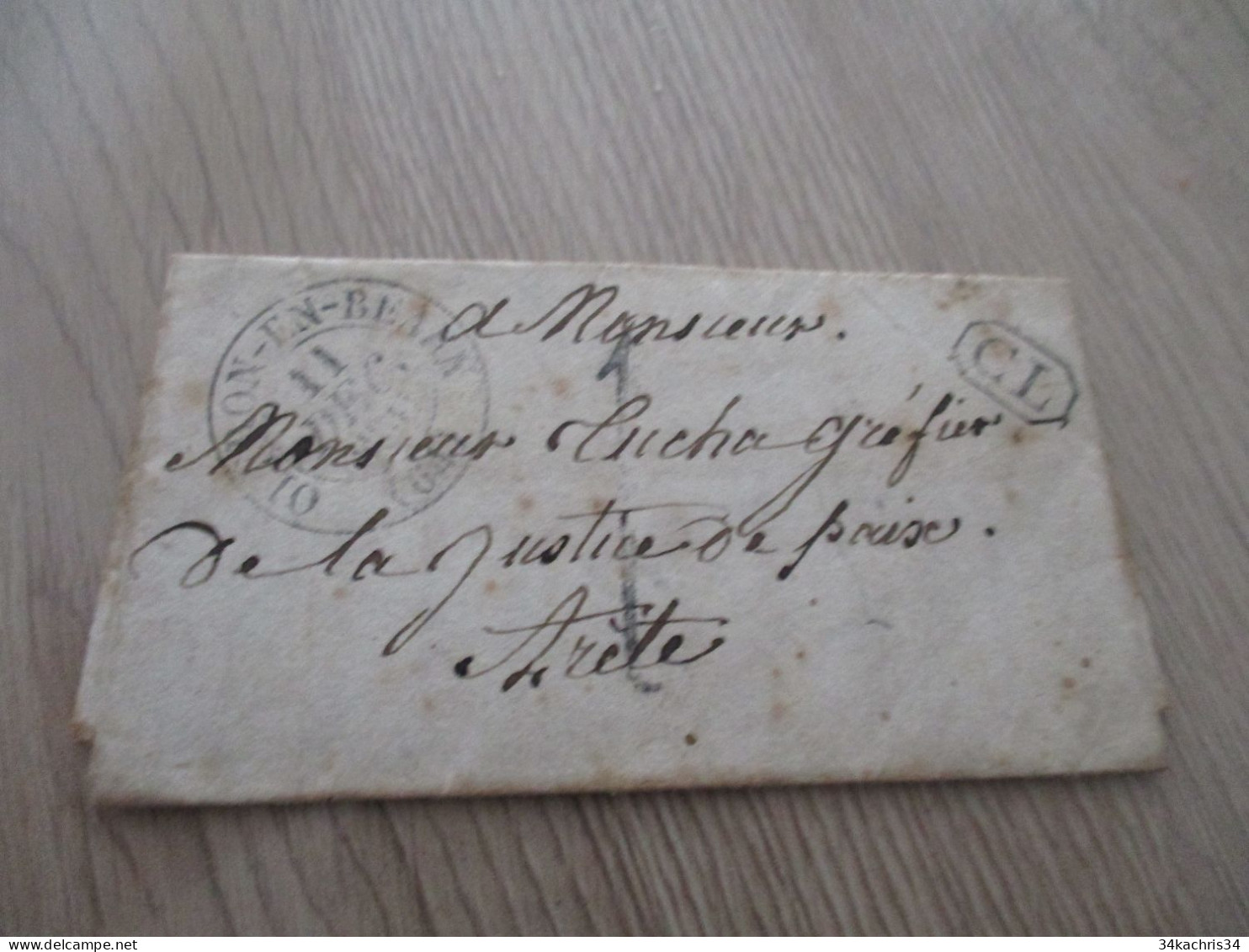 Collection Basses Pyrénées LETTRE Précurseur Cachet Rond Oloron En Béarn 11/12/1835 Tampon CL Pour Arète Azète - 1801-1848: Precursors XIX