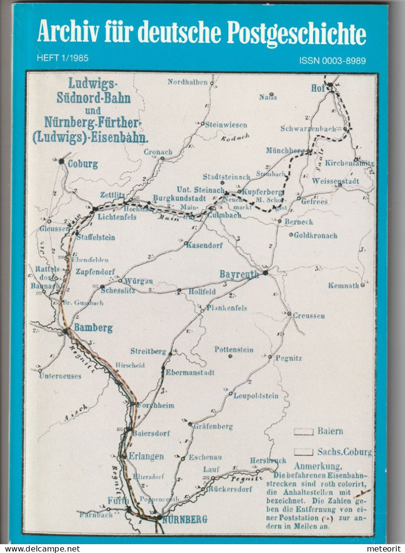 Archiv Für Deutsche Postgeschichte, Heft 1/1985 ,120 Seiten, Mit Beilage "Neuester Eisenbahn-Atlas Von Deutschland" - Filatelia E Historia De Correos