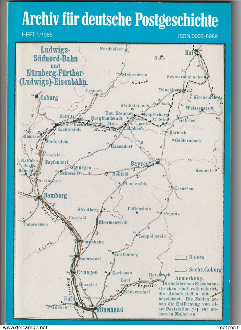 Archiv Für Deutsche Postgeschichte, Heft 1/1985 ,120 Seiten, Mit Beilage "Neuester Eisenbahn-Atlas Von Deutschland" - Filatelie En Postgeschiedenis