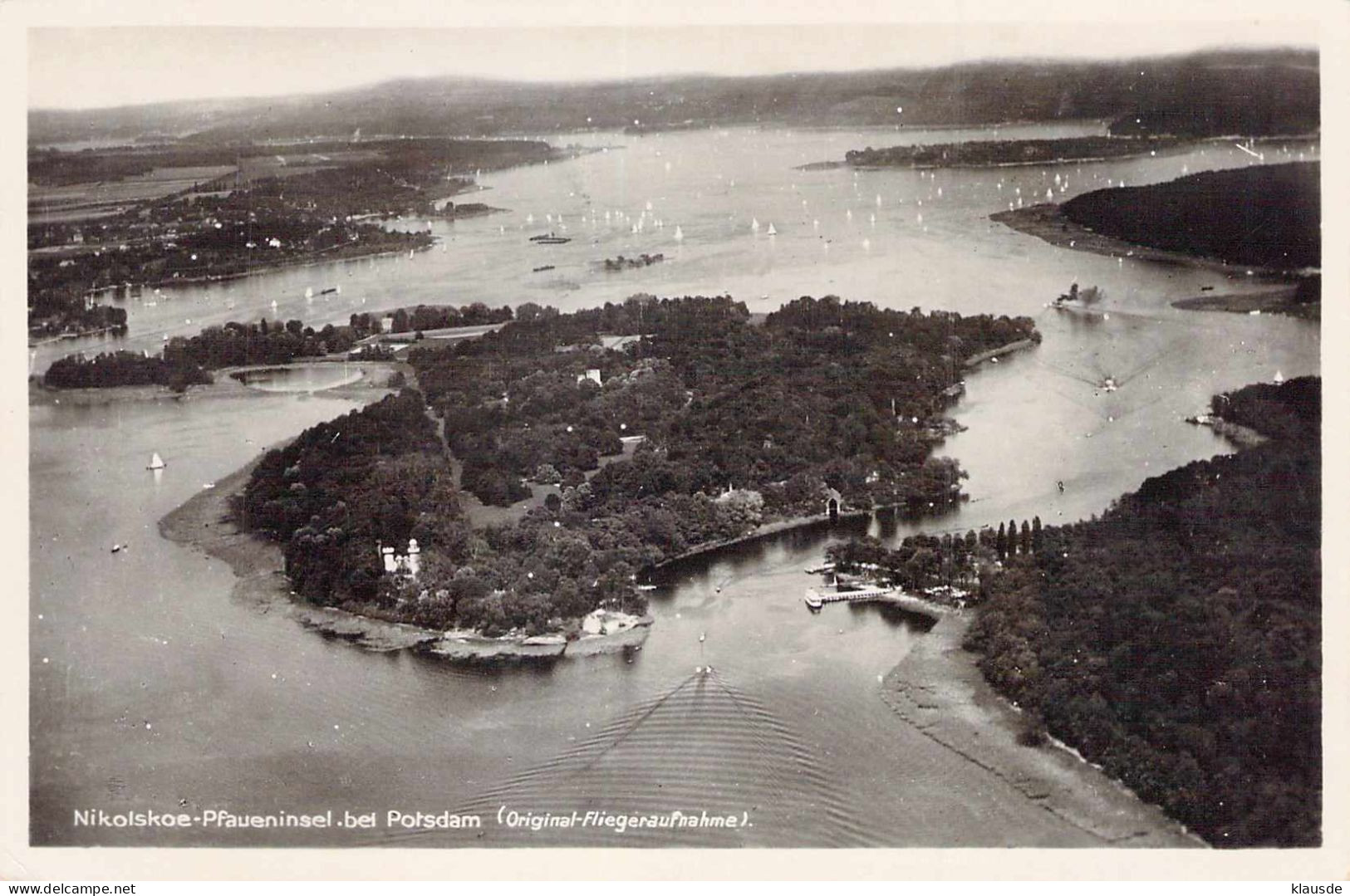 Nikolskoe-Pfaueninsel.bel Potsdam (Original-Fliegeraufnahme) Gel.1934 - Wannsee