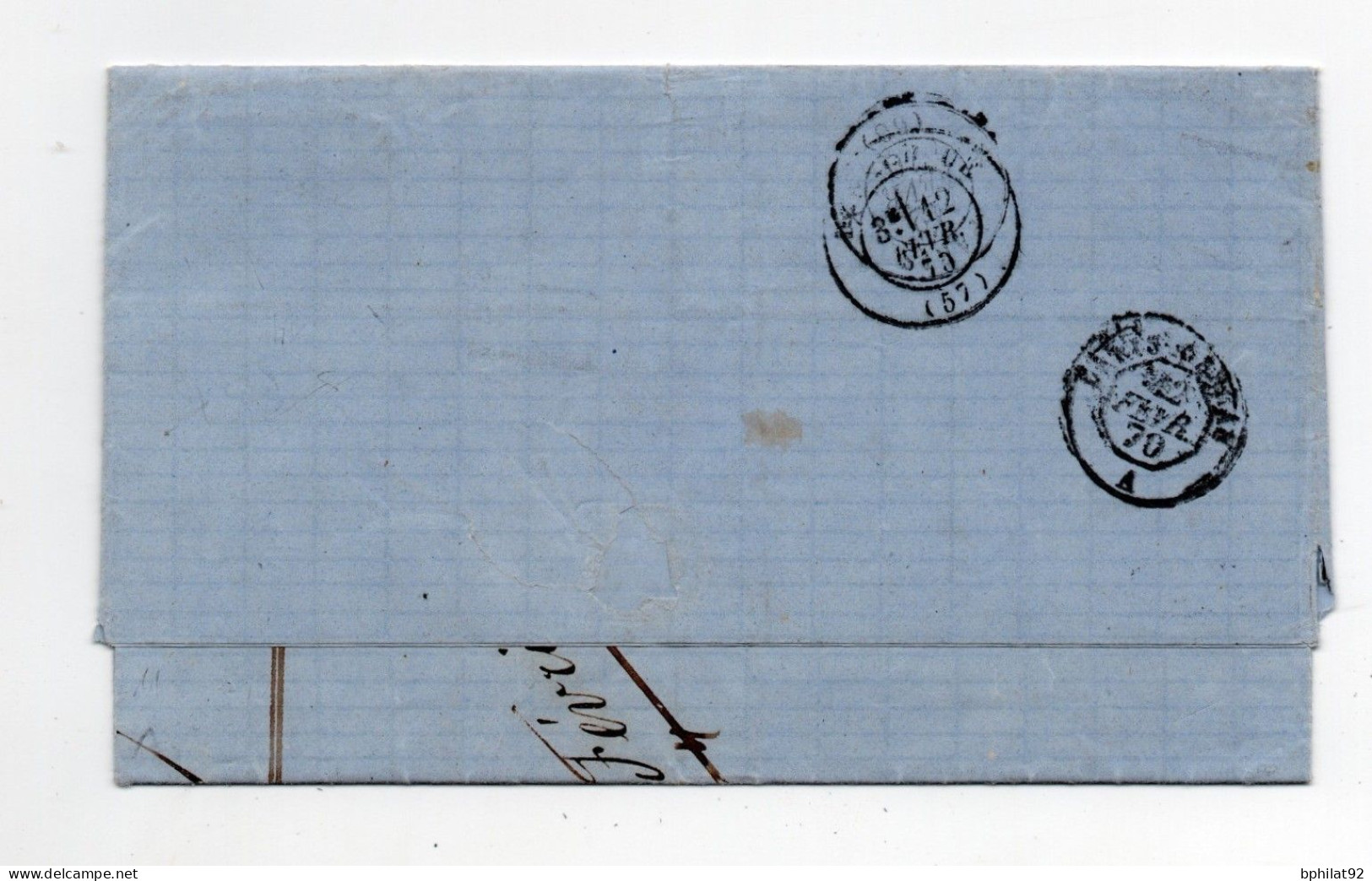 !!! LETTRE DE SINGAPOUR POUR DUNKERQUE DE 1870 AVEC TEXTE. TAXE 10 - Singapur (...-1959)