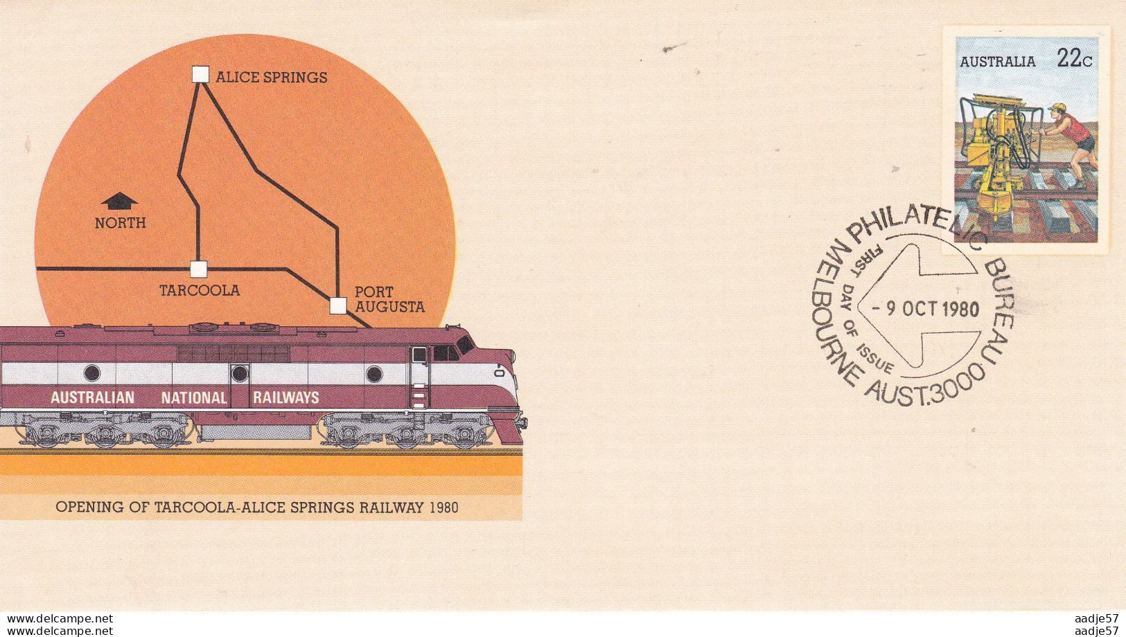 Australia 1980 Opening Of Tarcoola-Alice Spring Railway,souvenir Cover, Trains - Postwaardestukken