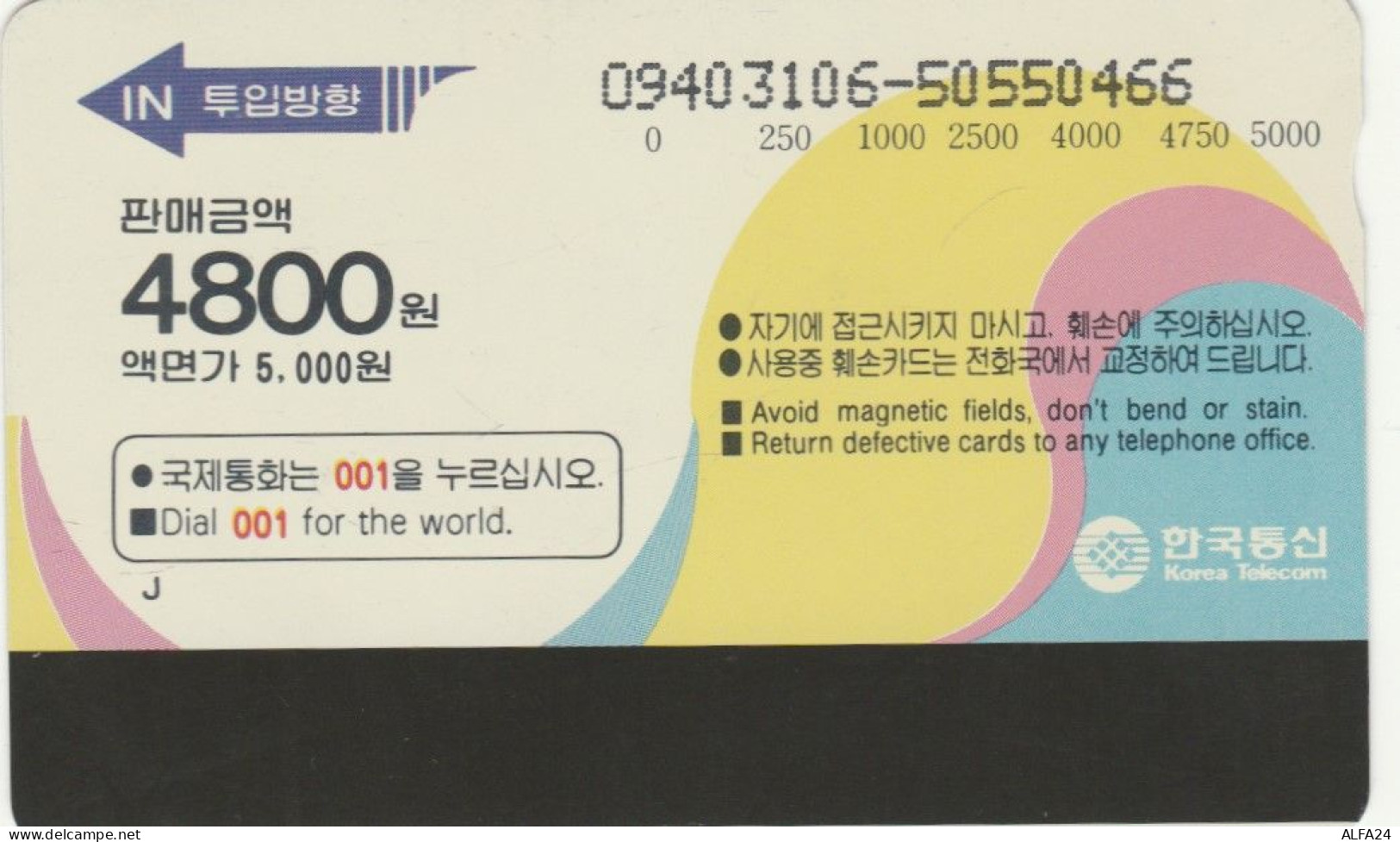 PHONE CARD COREA (E47.21.6 - Korea (Zuid)