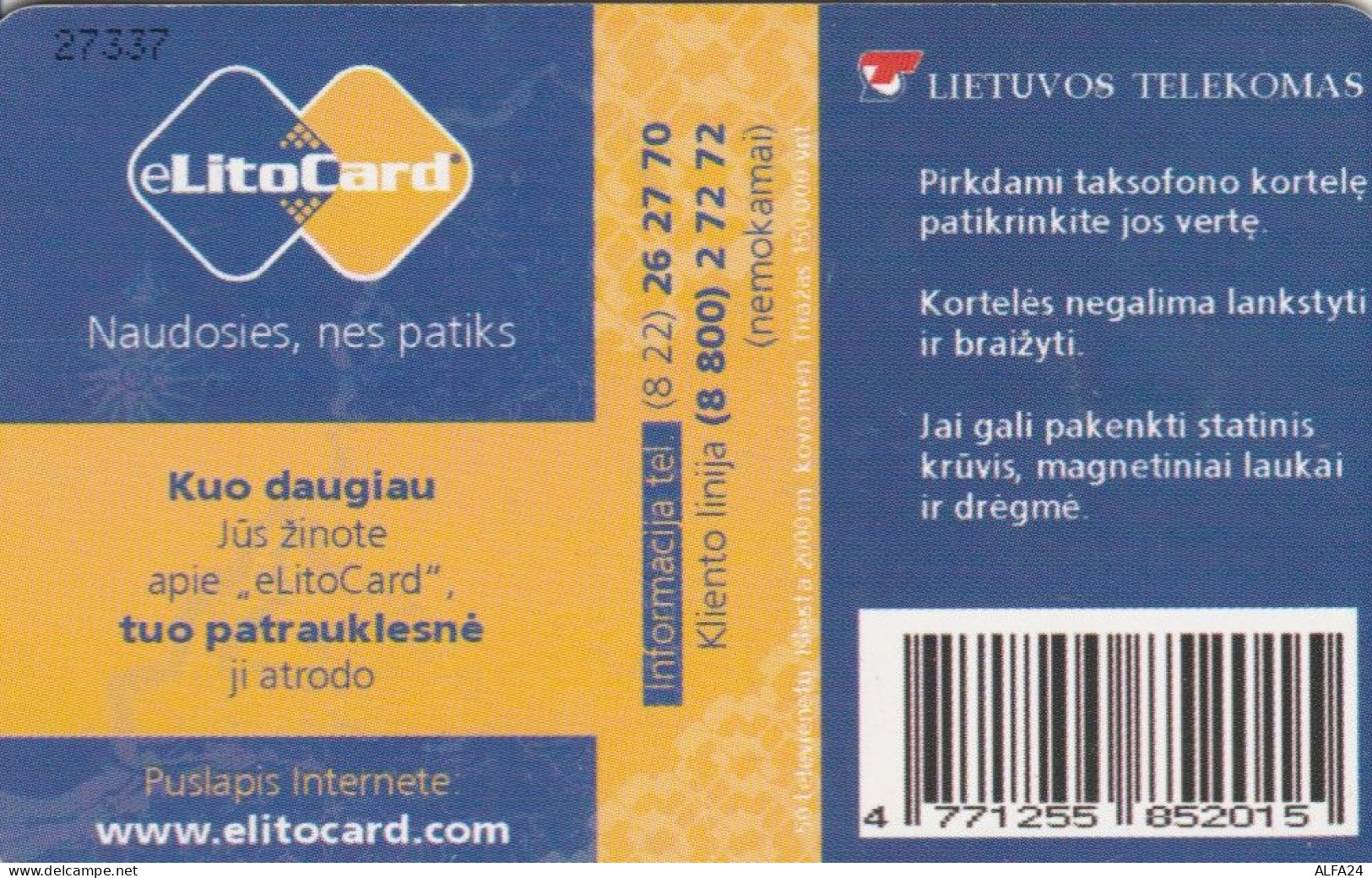 PHONE CARD LITUANIA (E43.61.6 - Lithuania