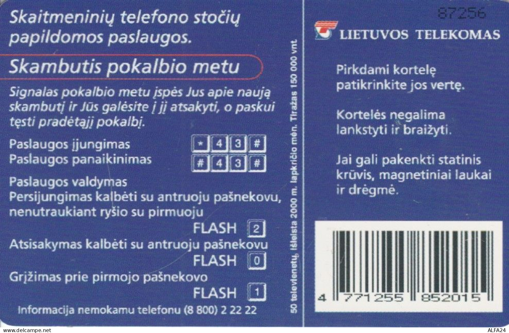 PHONE CARD LITUANIA (E43.56.7 - Litouwen