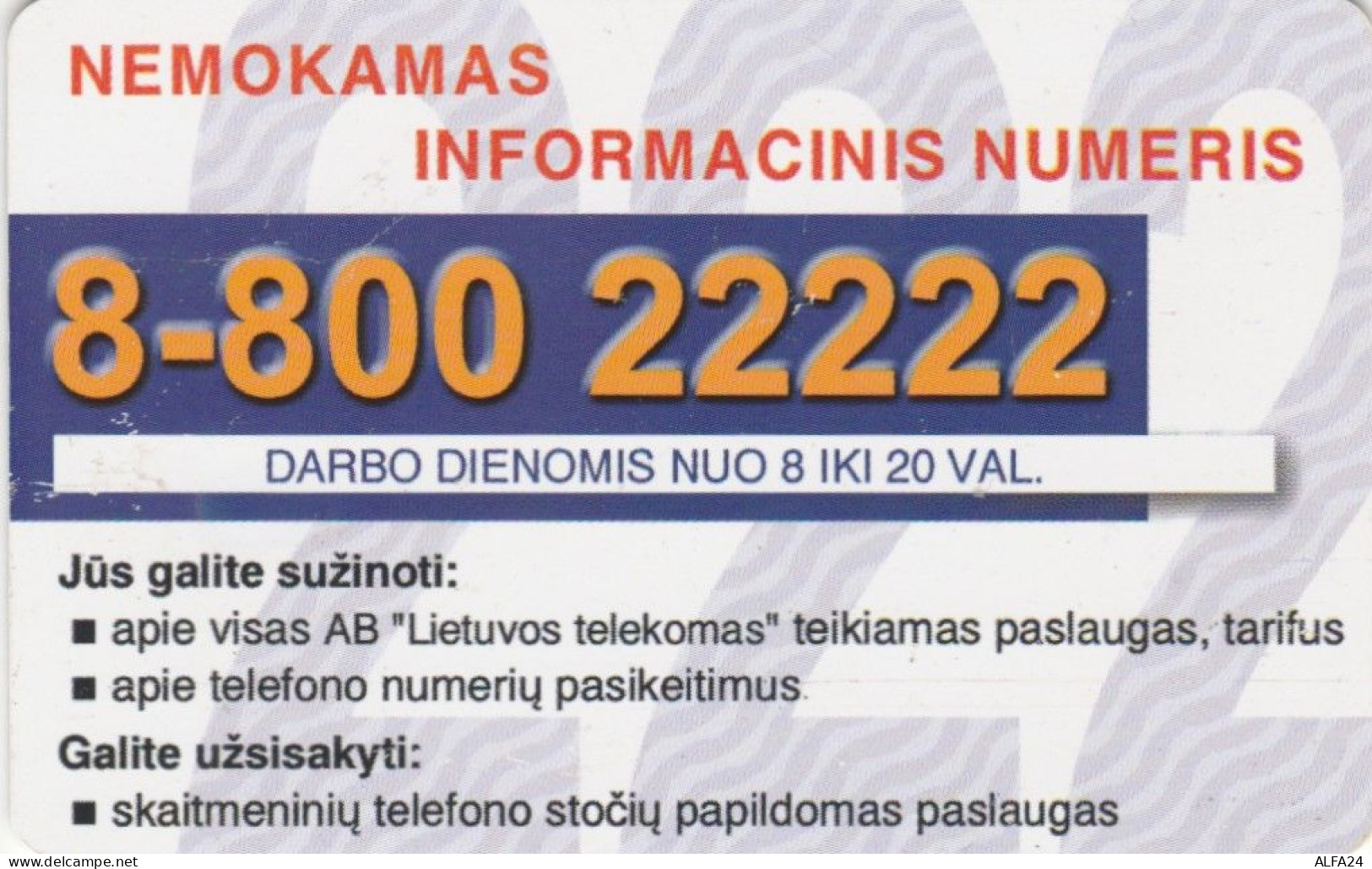 PHONE CARD LITUANIA (E43.36.6 - Lithuania