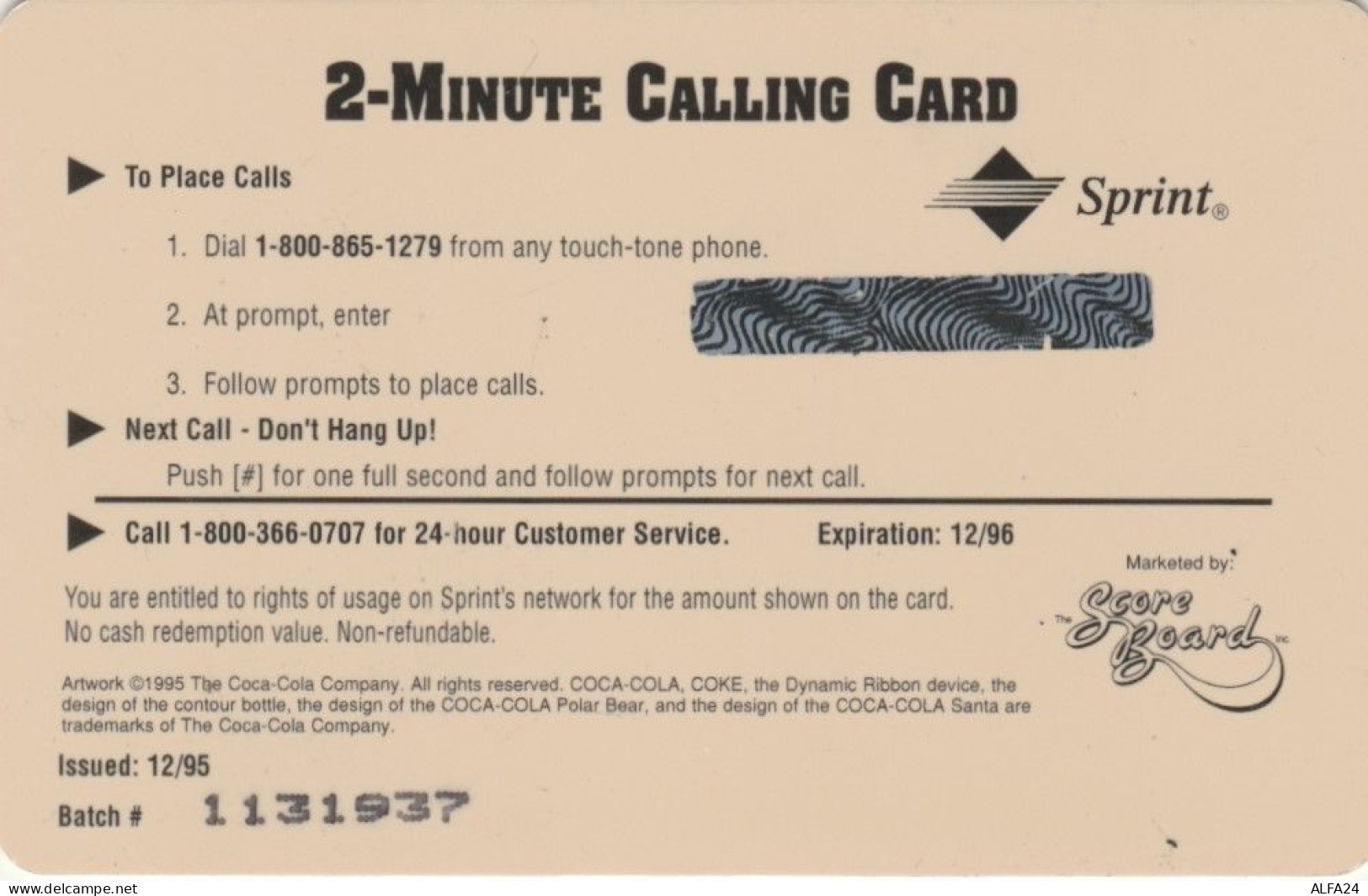 PREPAID PHONE CARD STATI UNITI SPRINT COCA COLA (E52.24.7 - Sprint