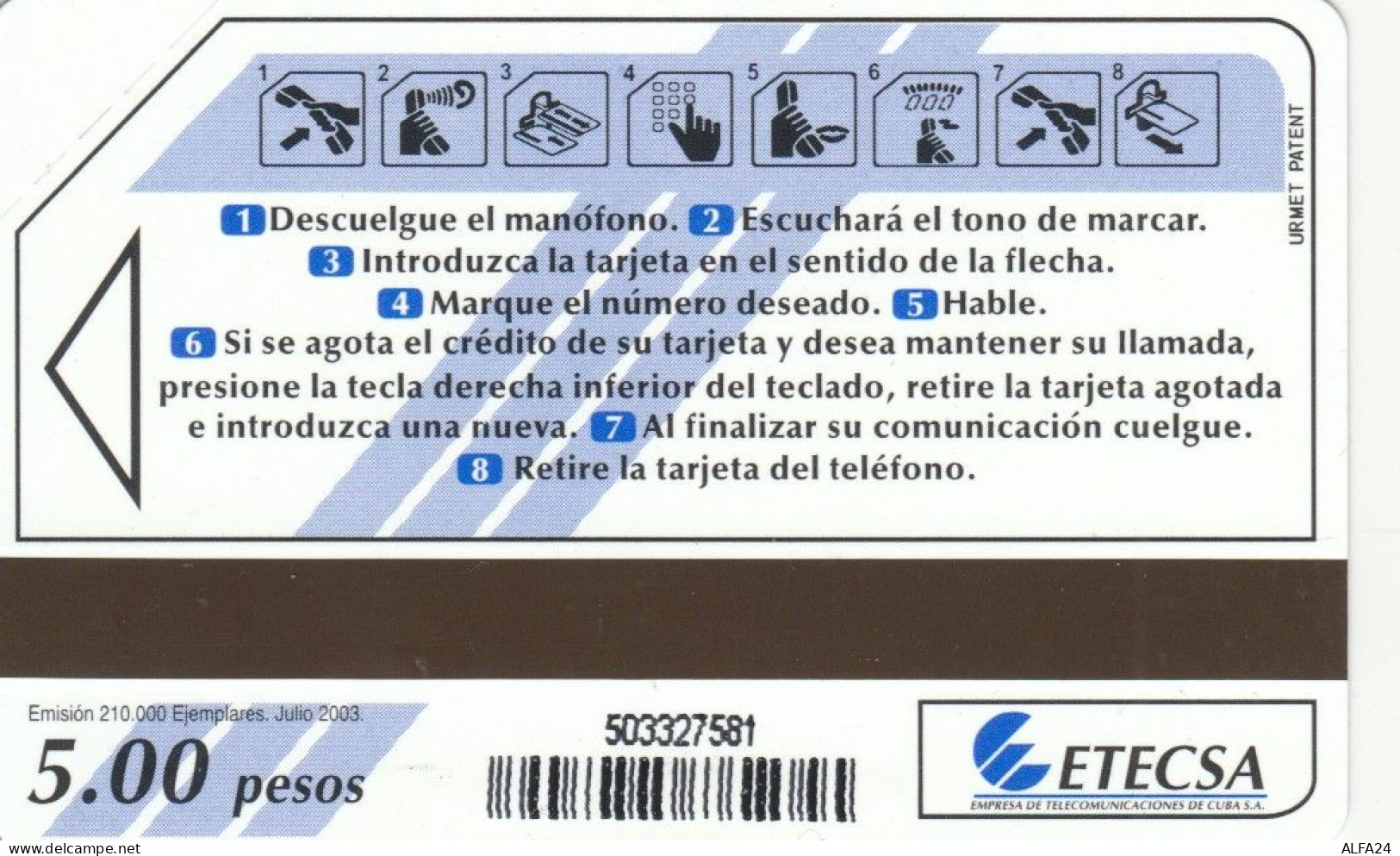 PHONE CARD CUBA URMET NEW (E54.13.8 - Kuba