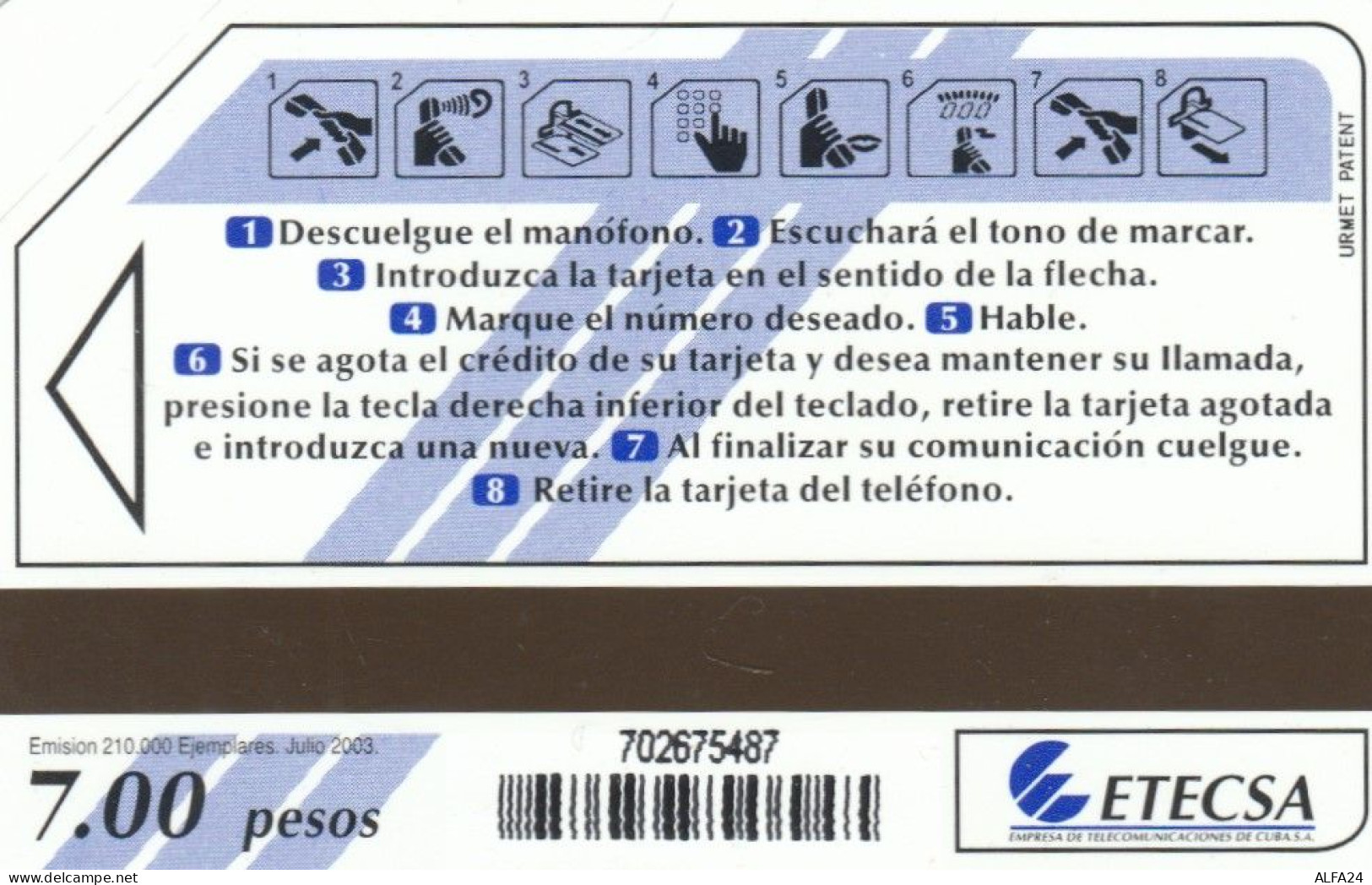 PHONE CARD CUBA URMET NEW (E54.13.7 - Cuba