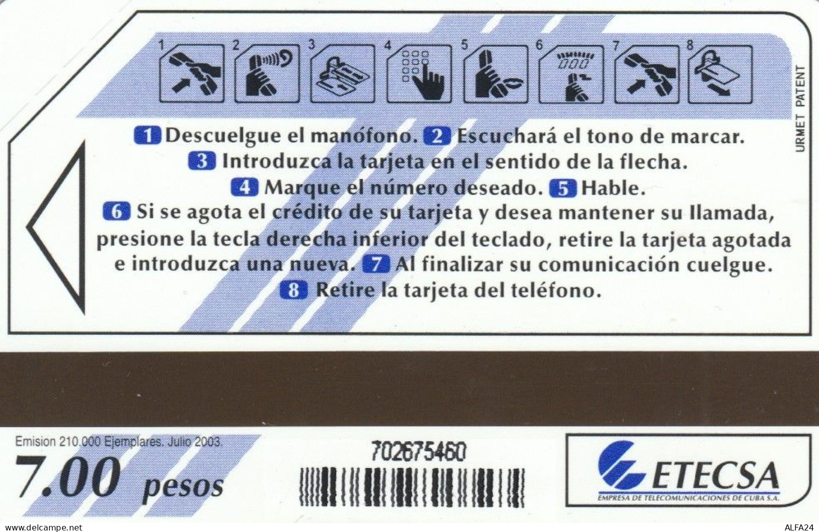 PHONE CARD CUBA URMET NEW (E54.12.1 - Kuba