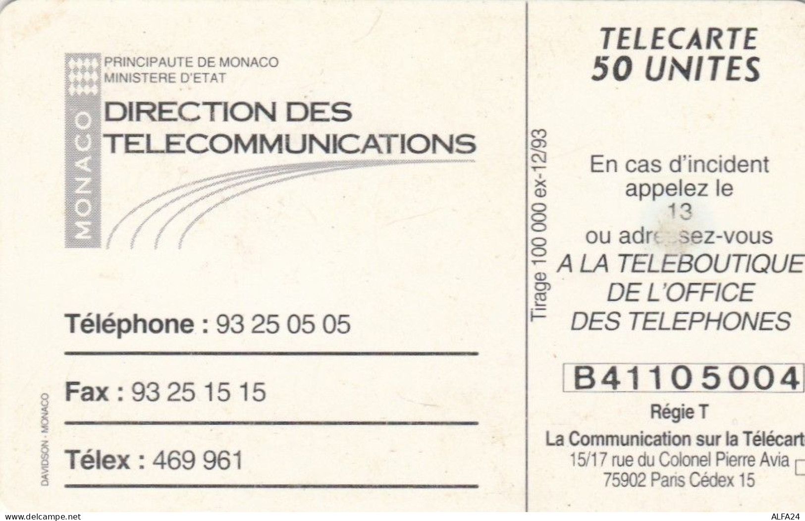 PHONE CARD MONACO (E54.9.6 - Monaco