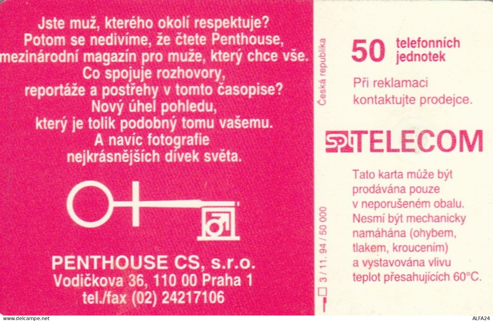 PHONE CARD REPUBBLICA CECA  PENTHOUSE (E54.8.4 - República Checa