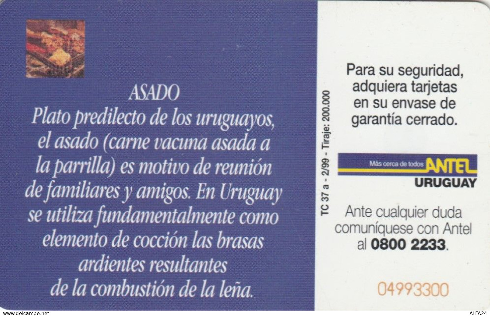 PHONE CARD URUGUAY (E53.48.4 - Uruguay