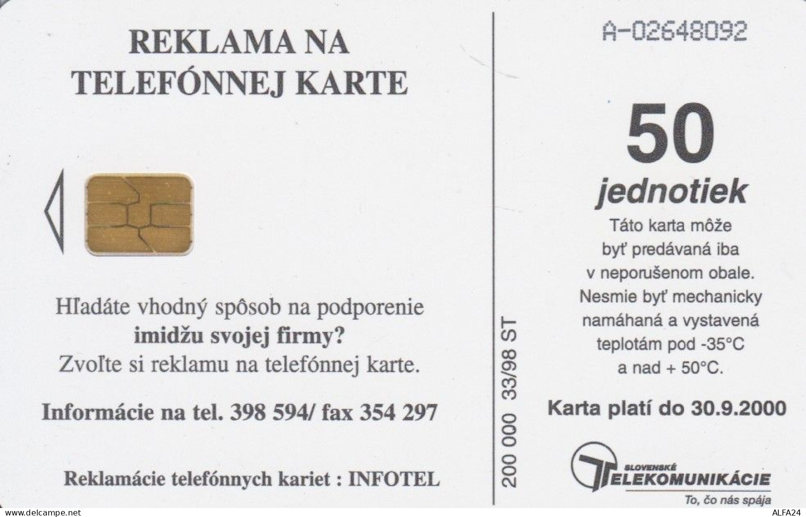 PHONE CARD SLOVACCHIA (M.59.1 - Eslovaquia