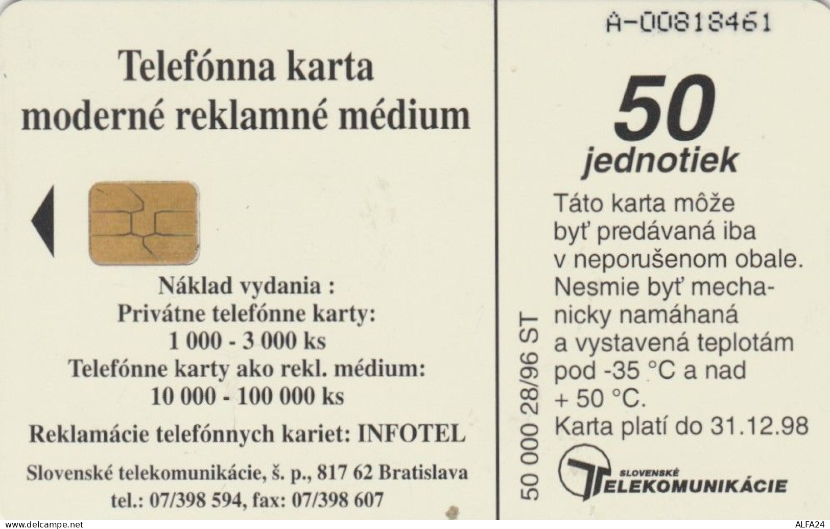 PHONE CARD SLOVACCHIA (M.57.3 - Slowakei