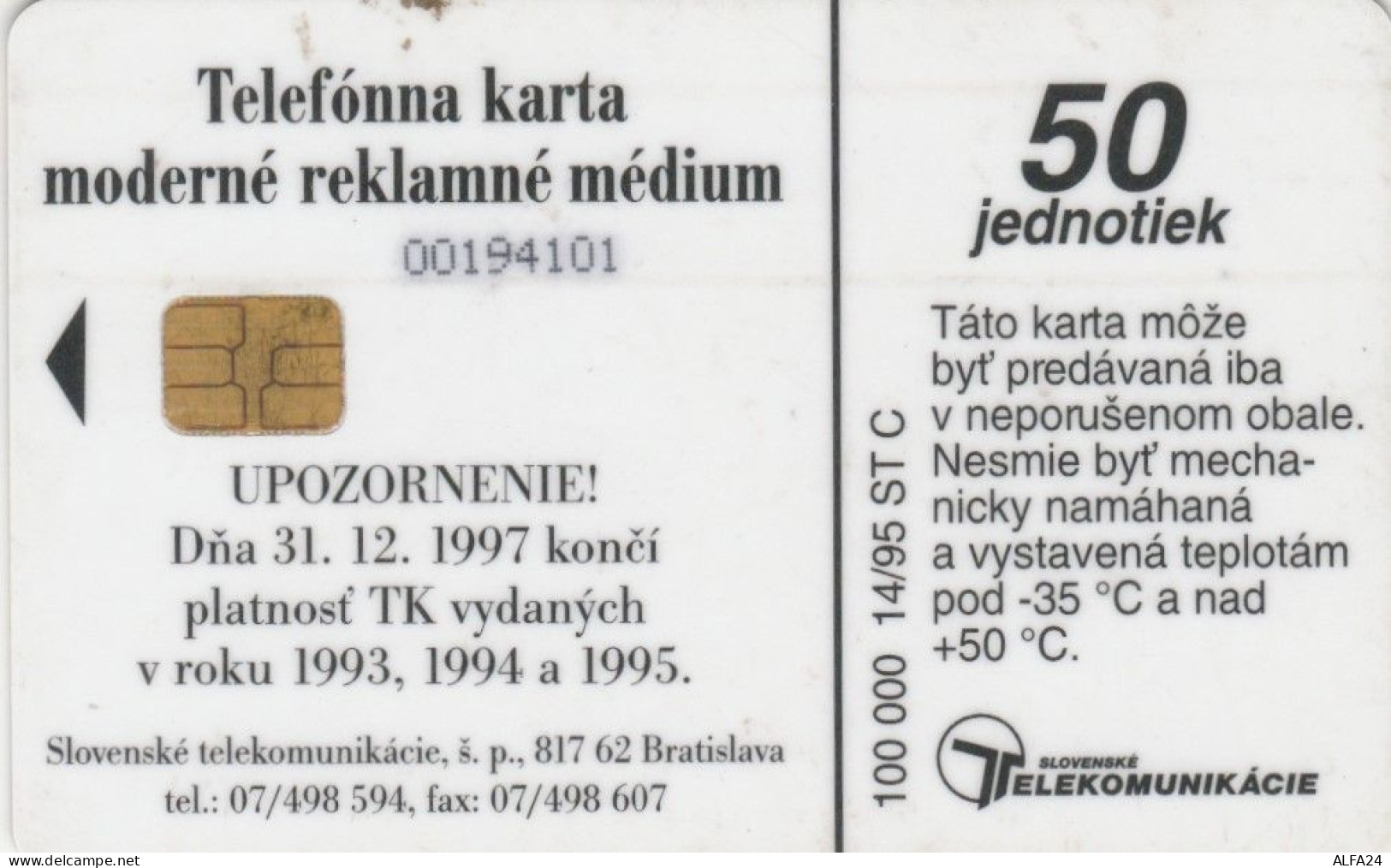 PHONE CARD SLOVACCHIA (M.54.5 - Slowakei