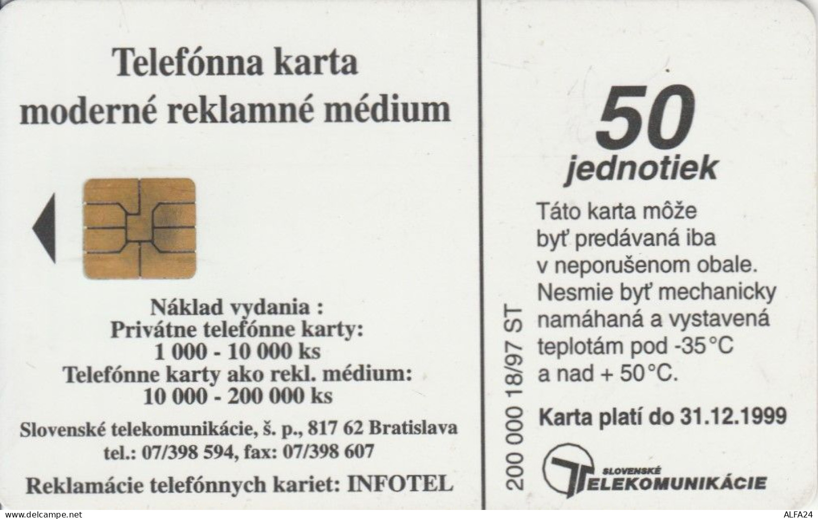 PHONE CARD SLOVACCHIA (M.54.4 - Slovaquie