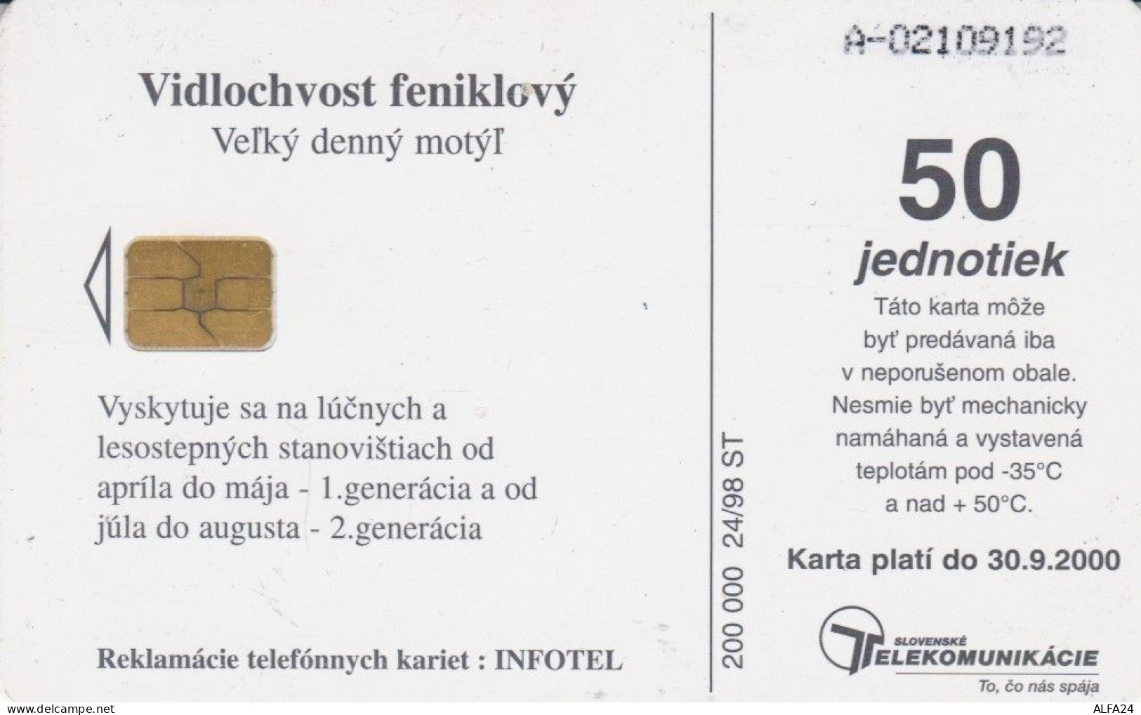 PHONE CARD SLOVACCHIA (M.38.7 - Slovaquie