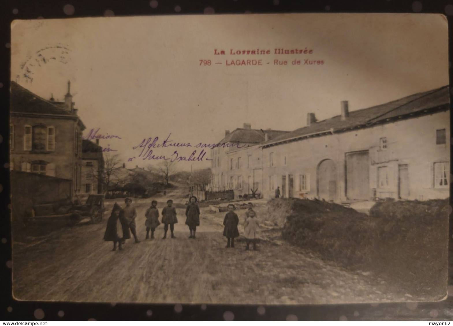 LAGARDE 57 - RUE DE XURES - TRES BELLE CPA ANIMEE - RARE - Other & Unclassified