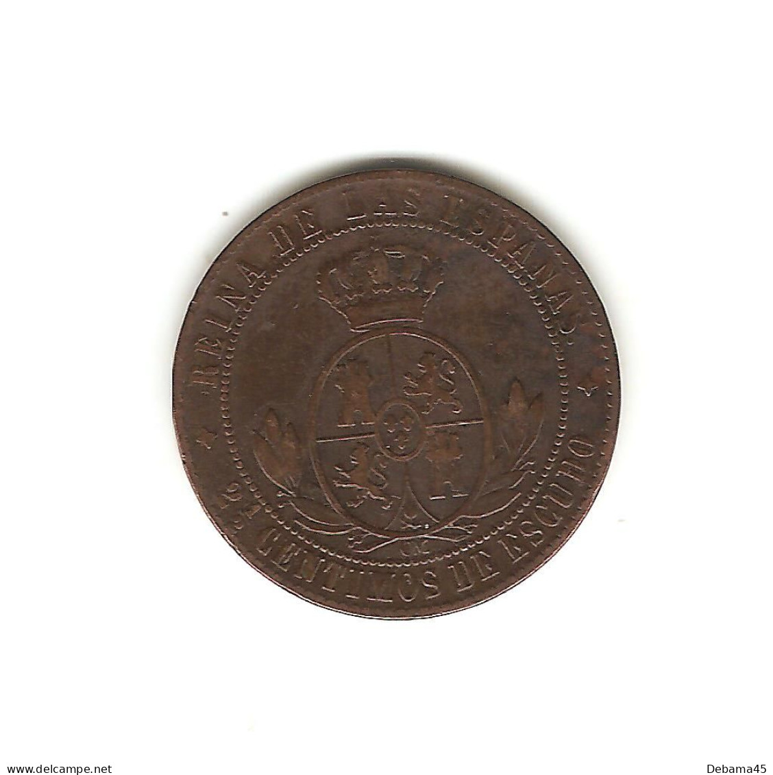 319/ Espagne : ISABELLE II : 2 1/2 Centimos De Escudo 1867 - Sammlungen